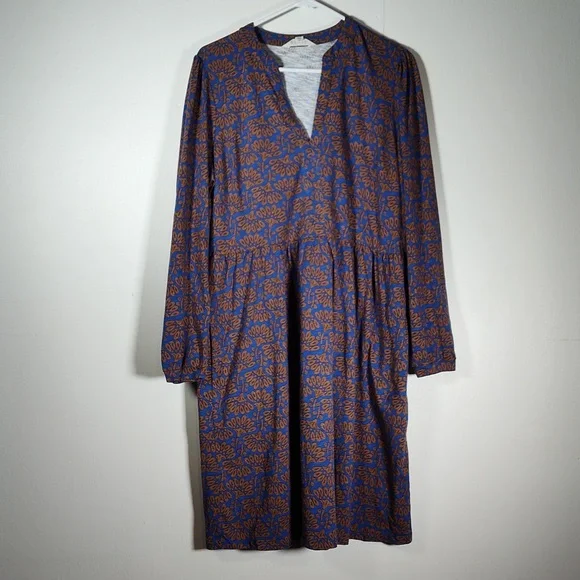 Boden Naomi Relaxed Jersey Dress Gingerbread, Dandelion Sprig 14 - Picture 4 of 13